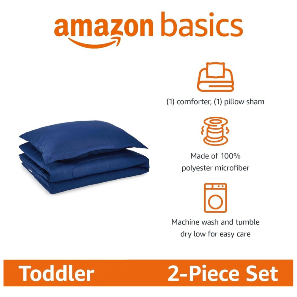 NEW Toddler Amazon Basics Bedding Set 2-Piece Blue - Picture 2 of 6
